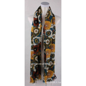 châle foulard pashmina imprimé floral en laine